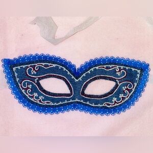 Blue and White Embroidered Mask. Handmade